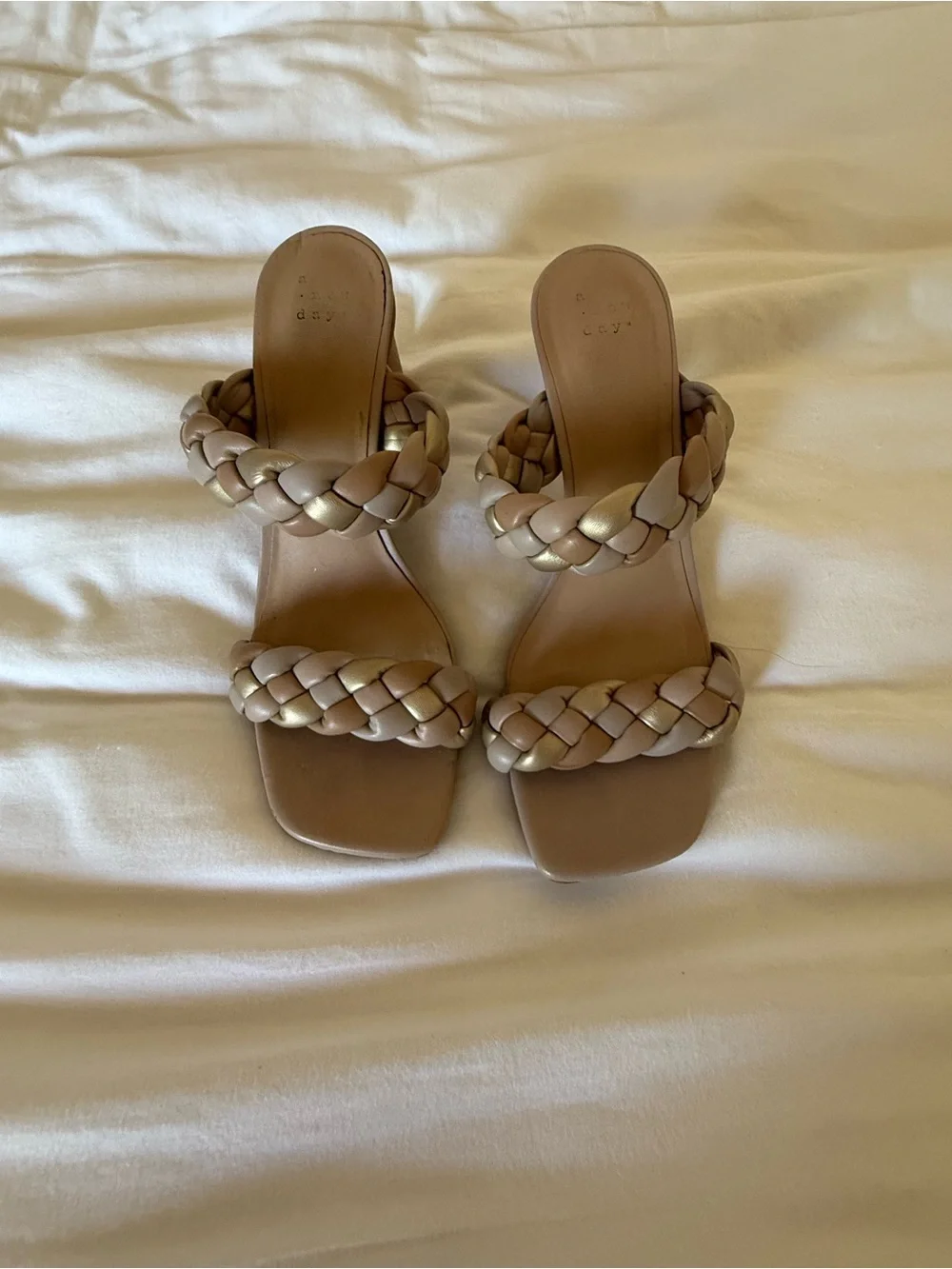 Braided Double-Strap Heeled Sandals - Taupe